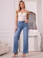 Spodnie JEANSY Wide Leg Gładkie DARINA - Blue