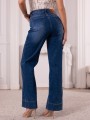 Spodnie JEANSY Wide Leg Gładkie TIANA - Dark Blue