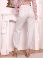 Spodnie BALLOON Pasek JEANSY ISMERA - White
