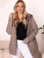 KURTKA Pikowana PEPITKA Pasy AIVA - Beige