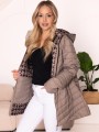 KURTKA Pikowana PEPITKA Pasy AIVA - Beige