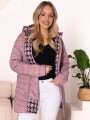 KURTKA Pikowana PEPITKA Pasy AIVA - Blush