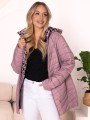 KURTKA Pikowana PEPITKA Pasy AIVA - Blush
