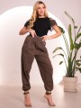 Spodnie OVERSIZE Casual Luźne FIORA - Brąz