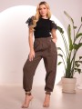 Spodnie OVERSIZE Casual Luźne FIORA - Brąz
