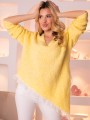 SWETER Koronka ASYMETRYCZNY Rozcięcie TAYA - Lemon