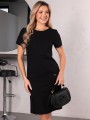 Sukienka prosta lniana AMALIA - czarny