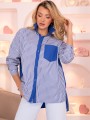 KOSZULA Klasyczna PASKI Oversize NELLY - Szafir