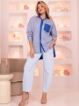 KOSZULA Klasyczna PASKI Oversize NELLY - Szafir