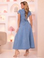SUKIENKA Rozkloszowana JEANSOWA Maxi TAMARA - Blue