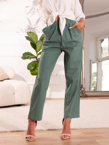 Przewiewne długie SPODNIE z wiązaniem AMAL - mint