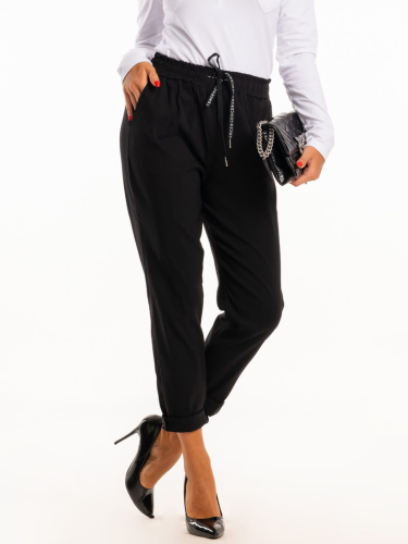 Spodnie cygaretki na gumce Emily - czarny