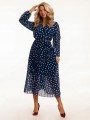 Rozkloszowana SUKIENKA z dekoltem w serek LEAH - blue