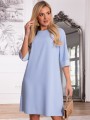 SUKIENKA Prosta PASKI Kieszenie JESSAMINE - Baby blue
