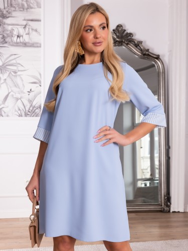 SUKIENKA Prosta PASKI Kieszenie JESSAMINE - Baby blue