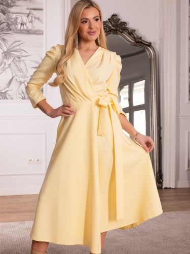 Sukienka kopertowa rozkloszowana HAILEY - Bananowy