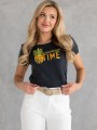 Bawełniany T-shirt z nadrukiem summer time KEMI - grafit