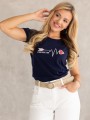 Bawełniany T-shirt z nadrukiem strzała MORIEL - granat