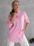 KOSZULA Podpinane Rękawy Oversize MARILLA - Puder