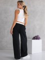 SPODNIE Szerokie PASKI Lamówka LIVA - Czarny