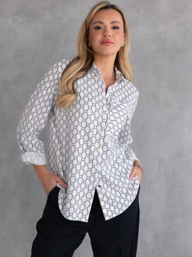 BLUZKA Koszulowa We WZÓR NAIMA - Biel 