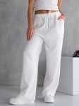 SPODNIE Ala LEN Luźne Casual PELAGIA - Biel