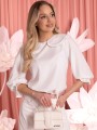 BLUZKA Kołnierzyk FALBANKI Gumka NISHA - Biel