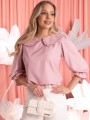 BLUZKA Kołnierzyk FALBANKI Gumka NISHA - Puder