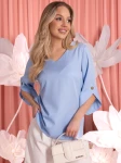 BLUZKA Elegancka MANKIETY Guziki BINA - Baby blue
