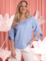 BLUZKA Elegancka MANKIETY Guziki BINA - Baby blue