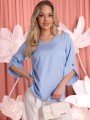 BLUZKA Elegancka MANKIETY Guziki BINA - Baby blue