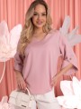 BLUZKA Elegancka MANKIETY Guziki BINA - Blush