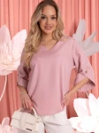 BLUZKA Elegancka MANKIETY Guziki BINA - Blush