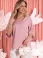 BLUZKA Elegancka MANKIETY Guziki BINA - Blush