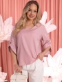 BLUZKA Elegancka MANKIETY Guziki BINA - Blush