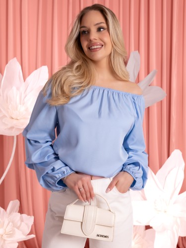 BLUZKA Hiszpanka MARSZCZENIA ELIRA - Baby blue