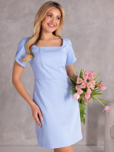 SUKIENKA Ozdobne Rękawy CYRKONIE TULIPAN - baby blue