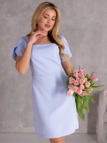 SUKIENKA Ozdobne Rękawy GŁADKA TULIPAN - baby blue