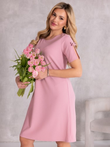 Elegancka SUKIENKA z kokardą ALICA - puder