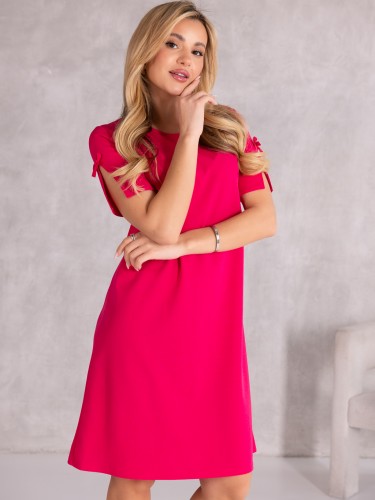 Elegancka SUKIENKA z kokardą ALICA - fuksja