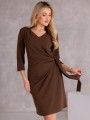 Elegancka SUKIENKA z wiązaniem ZELIA - brąz