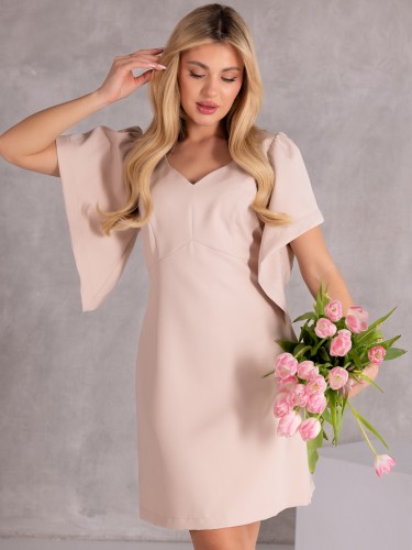 MINI Elegancka SUKIENKA Wiązanie DINA - Beż