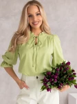 BLUZKA Stójka FALBANKI Wiązanie JANIRA - limonka