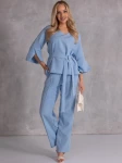 KOMPLET Elegancki WIĄZANIE Przeszycia CIRA - Baby Blue