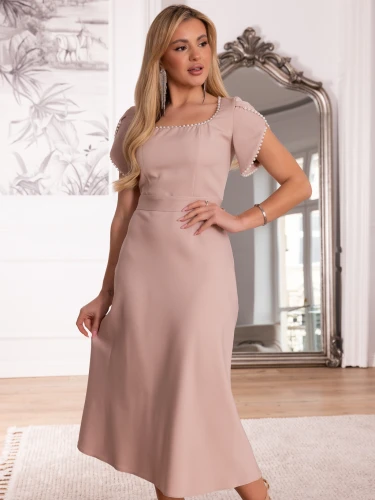 SUKIENKA Midi PEREŁKI Wiązanie AELIANA - Beż