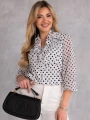BLUZKA Koszulowa FALBANKI Groszki EVARIA - Szary