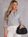 BLUZKA Koszulowa FALBANKI Grochy EVARIA - Biel