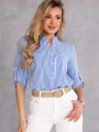 BLUZKA Koszulowa PASKI Kieszonki VELINA - Blue