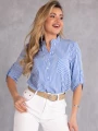 BLUZKA Koszulowa PASKI Kieszonki VELINA - Blue