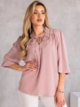 BLUZKA Wiązanie GUMKA na Rękawie ZOHRA - Puder